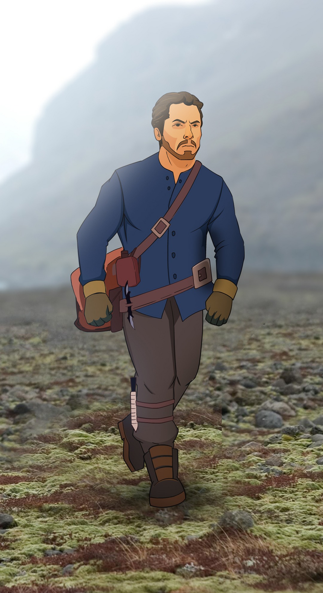 Illustration of the Adventurer, a traveler crossing open terrain