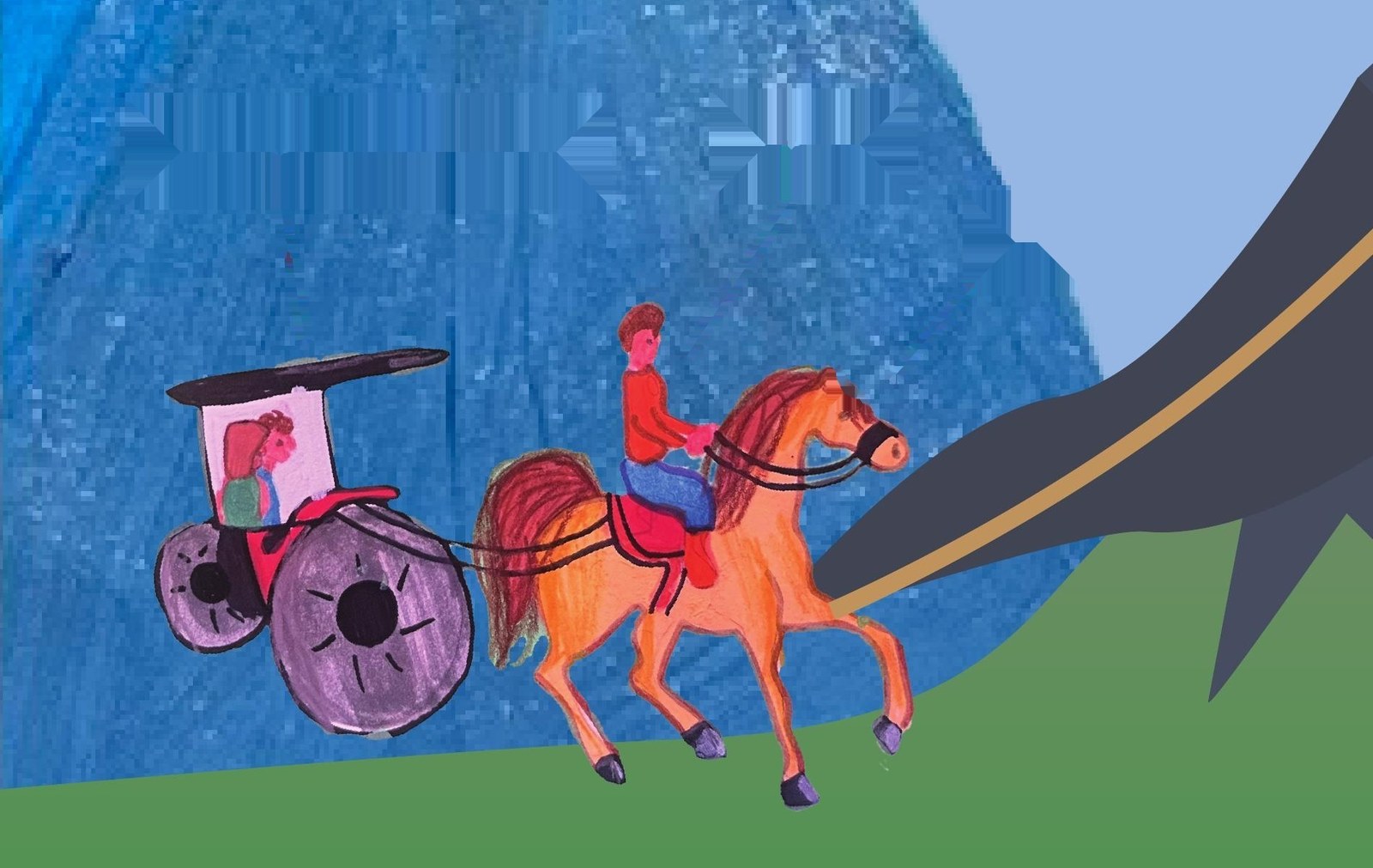 The original illustration of the horse, the rider, and the chariot.