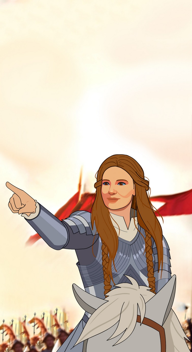 Illustration of the Leader, a knight setting direction